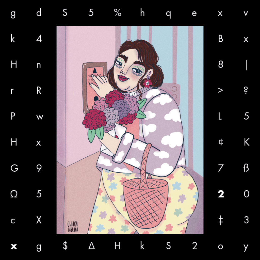 ragazza-che-suona-il-campanello-con-mazzo-di-fiori-illustrata-da-chiara