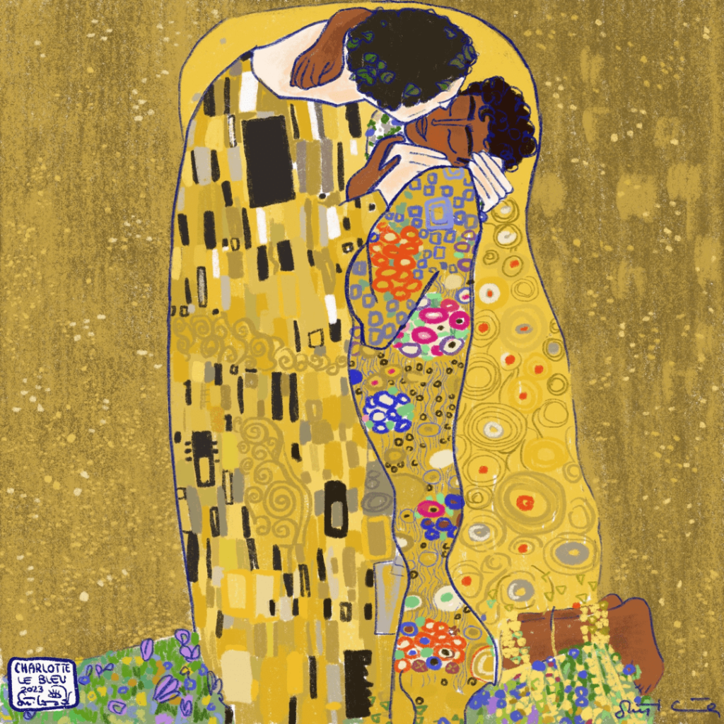 illustrazione-del-bacio-di-klimt-rivisitata-da-charlotte-le-bleau