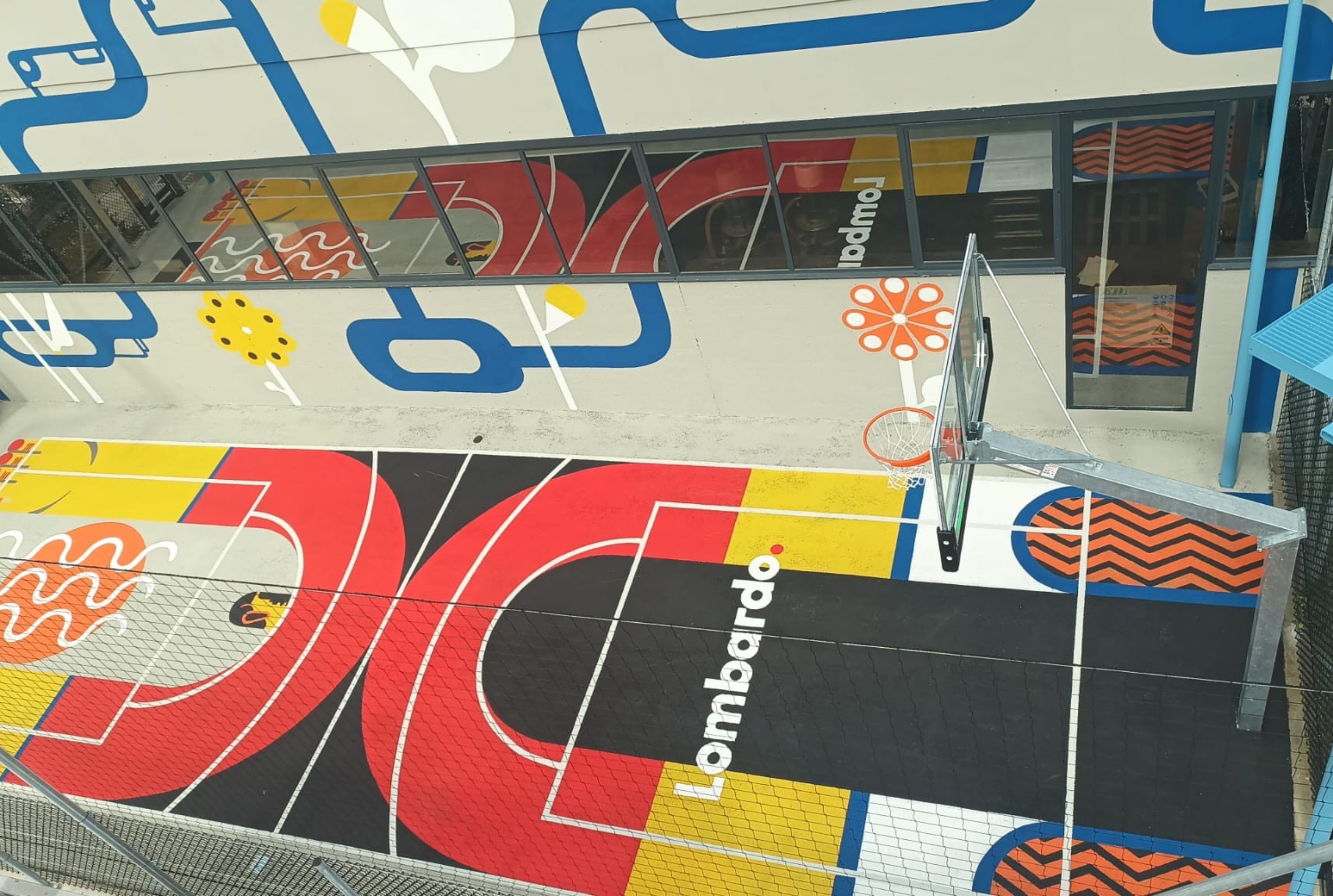 A corporate basketball court